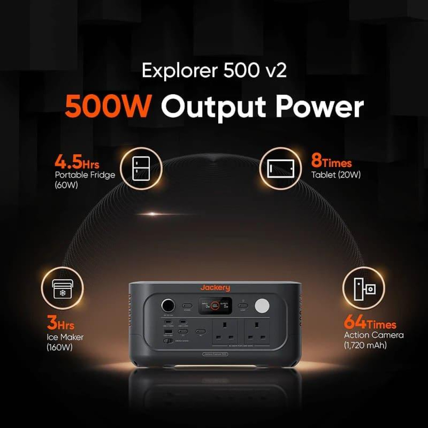 Зарядна станція Jackery Explorer 500 v2 512 Вт/год / 500 Вт / 512 Вт/ч / LiFePO4 (21-0001-000275) UA