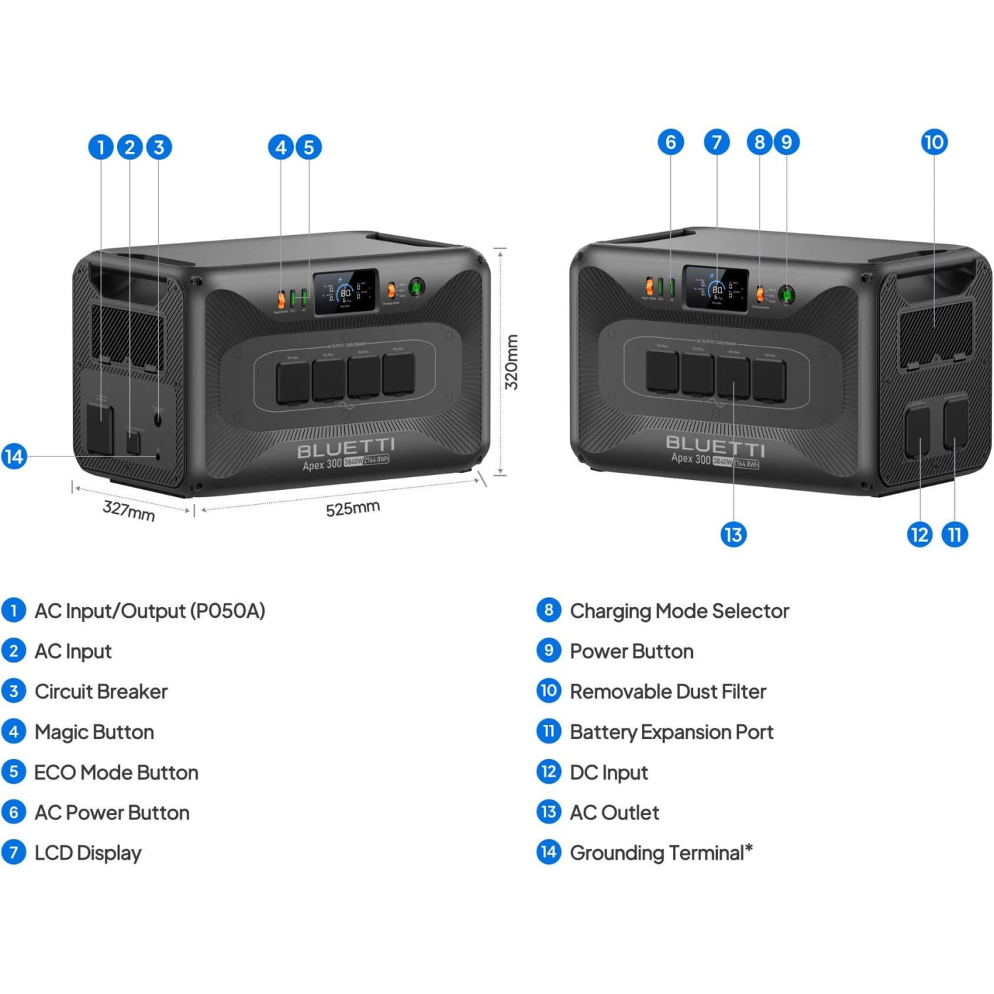 Зарядная станция BLUETTI APEX300 / 3840 Вт / 2764.8 Вт/ч / LiFePO4 (APEX300) UA