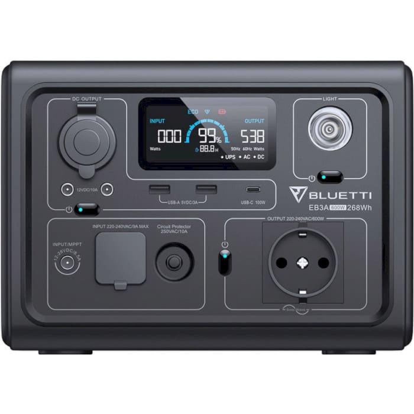 Зарядна станція BLUETTI EB3A / 600 Вт / 268 Вт/ч / LiFePO4 (EB3A) UA U1