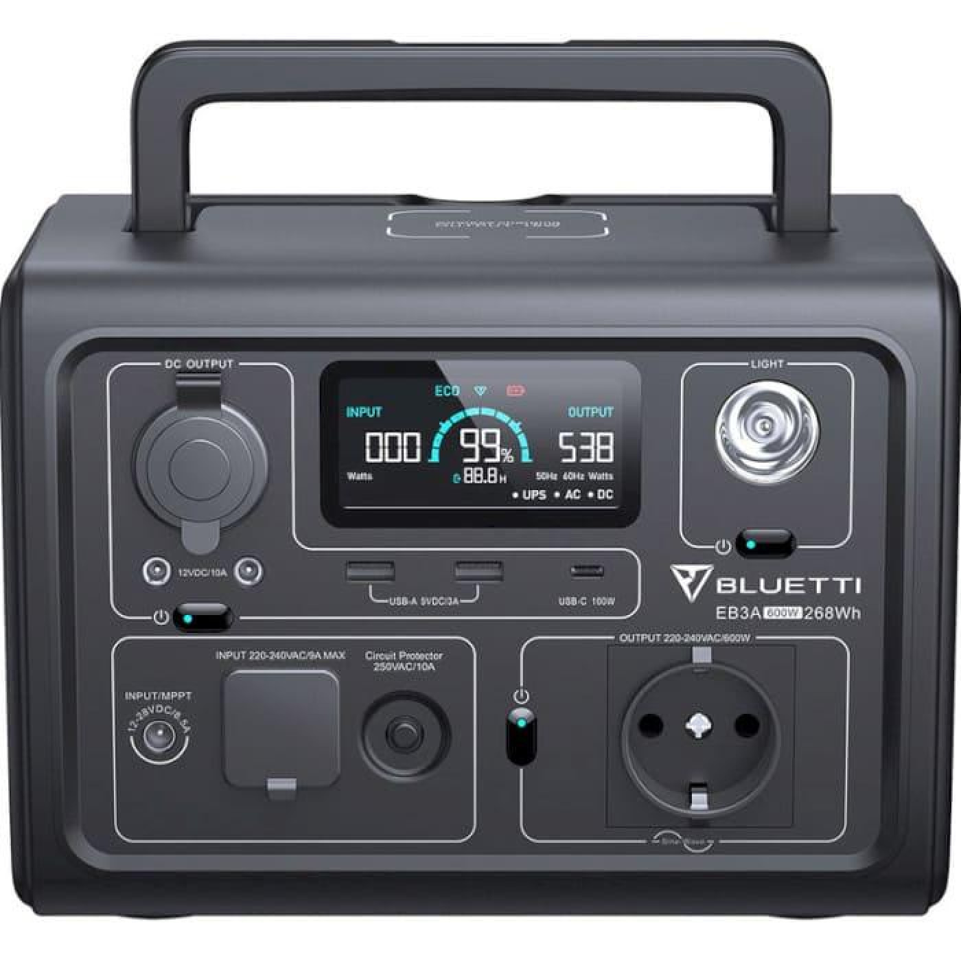 Зарядна станція BLUETTI EB3A / 600 Вт / 268 Вт/ч / LiFePO4 (EB3A) UA U1