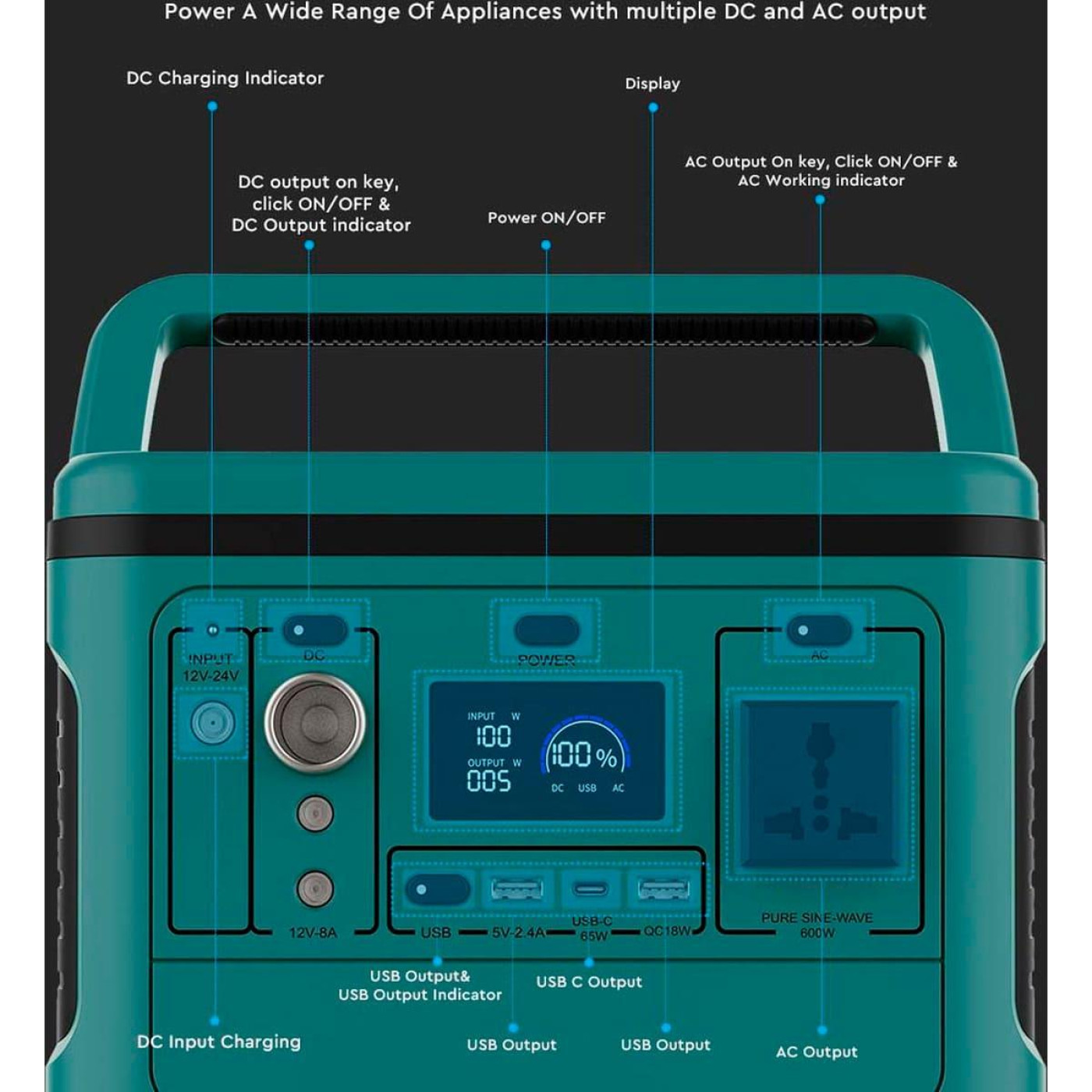 Зарядная станция V-TAC / 500 Вт / 568 Вт/ч / LiFePO4 (VT-606) UA