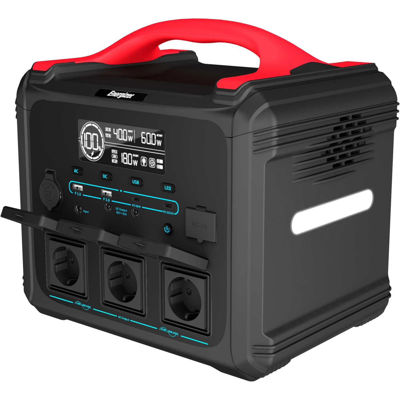 Зарядная станция Energizer / 1200 Вт / 1102 Вт/ч / LiFePO4 (PPS1100W2F)