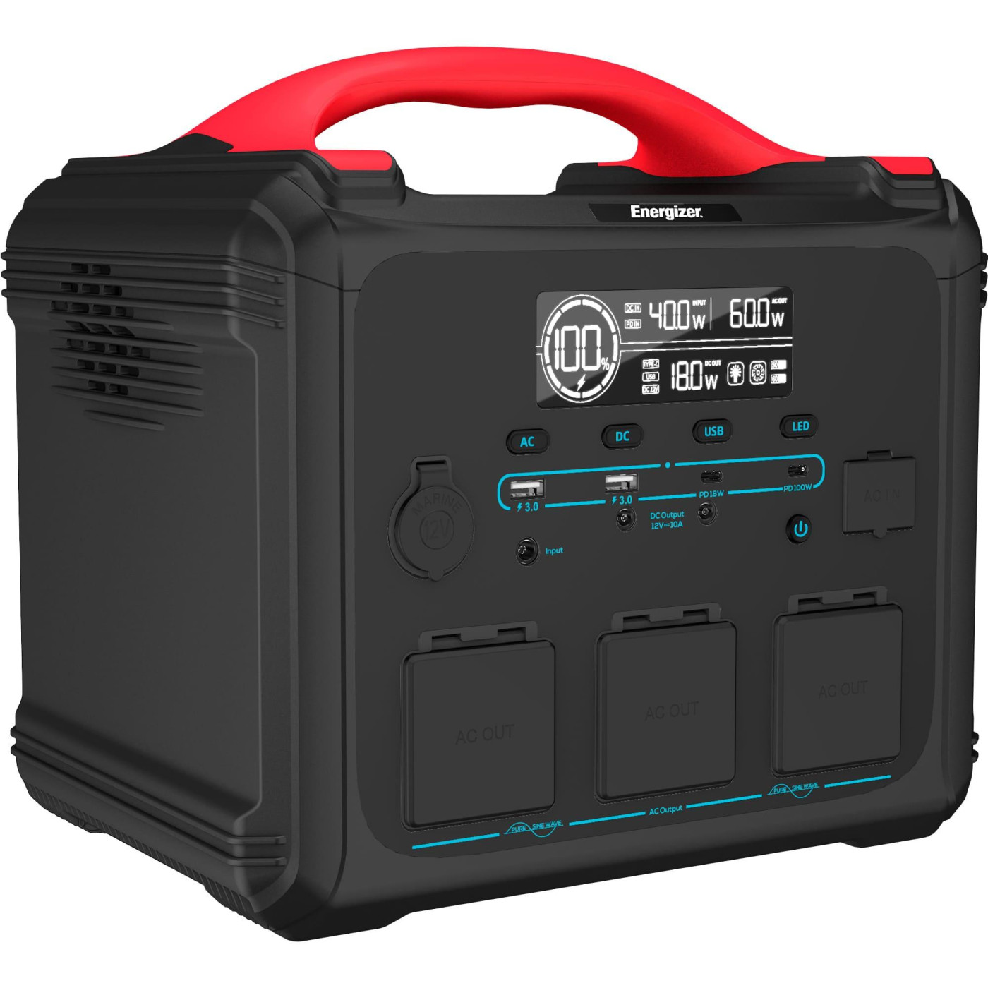 Зарядная станция Energizer / 1200 Вт / 1102 Вт/ч / LiFePO4 (PPS1100W2F)