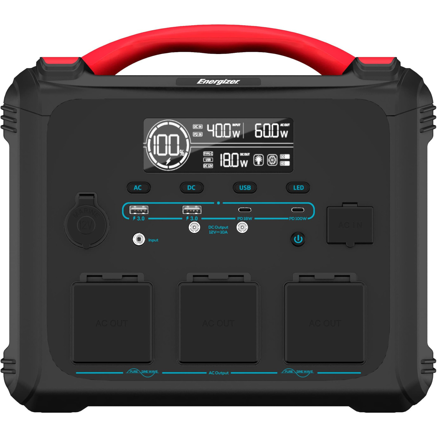 Зарядная станция Energizer / 1200 Вт / 1102 Вт/ч / LiFePO4 (PPS1100W2F)