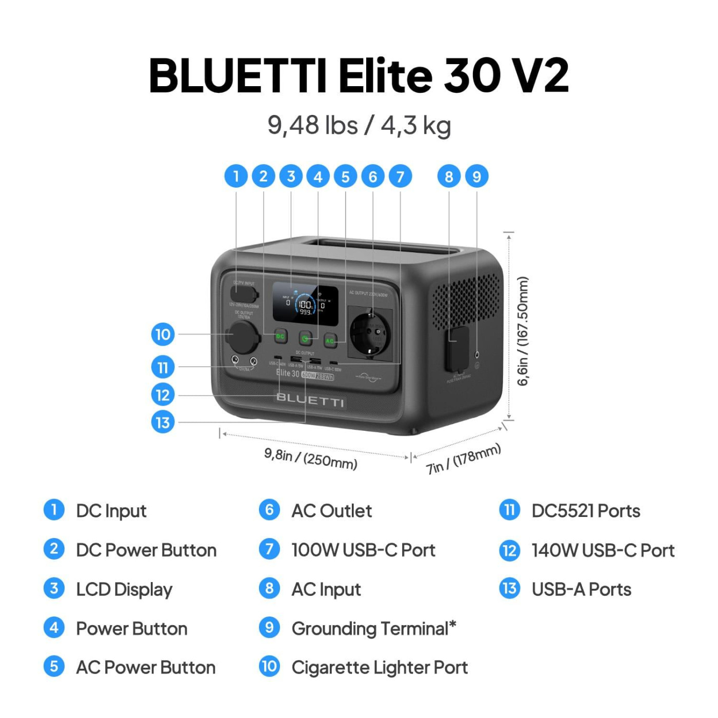 Зарядна станція BLUETTI Elite 30 V2 / 600 Вт / 288 Вт/ч / LiFePO4 (EL30V2) UA