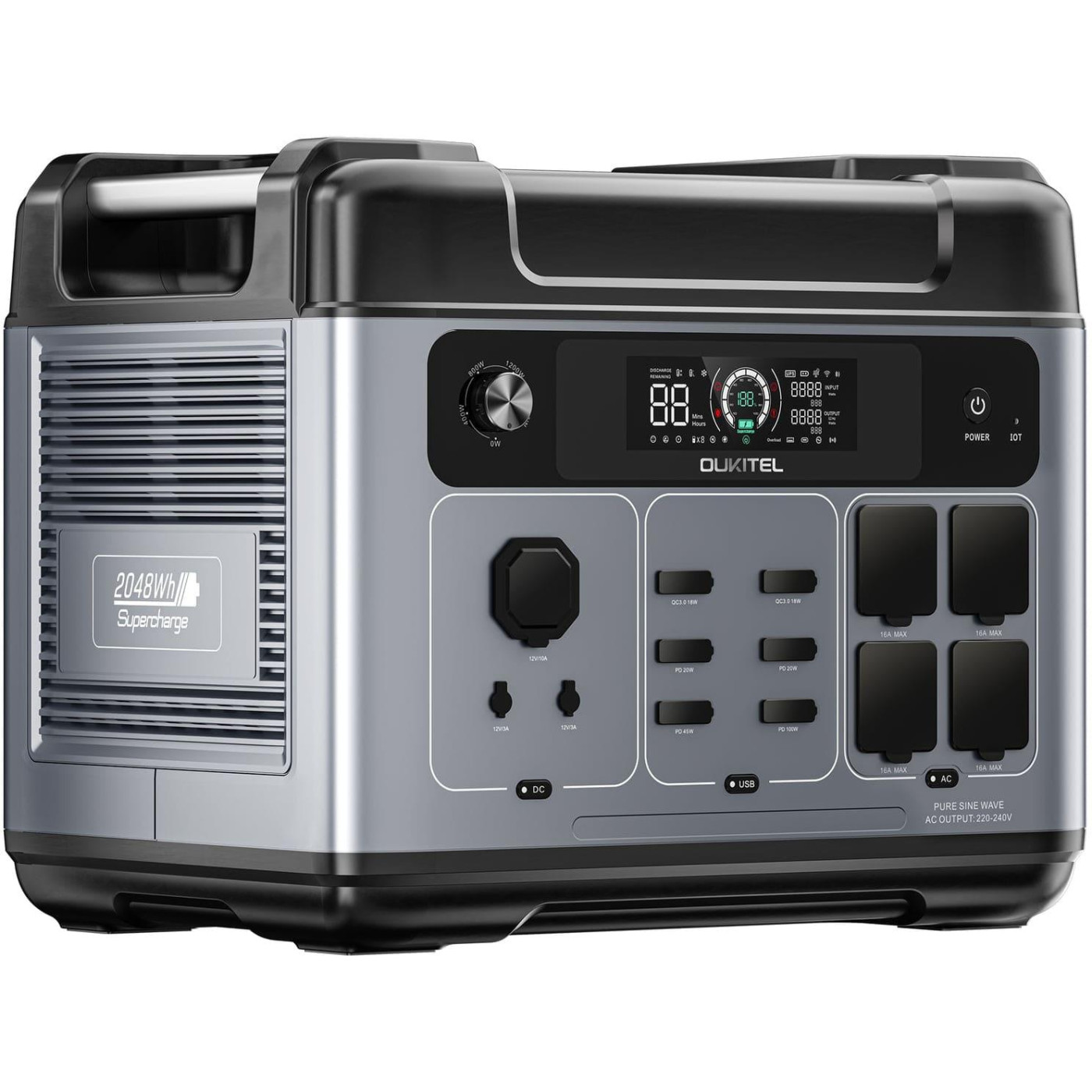 Зарядна станція Oukitel P2001E PLUS / 2400 Вт / 2048 Вт/ч / LiFePO4 (P2001E PLUS) UA