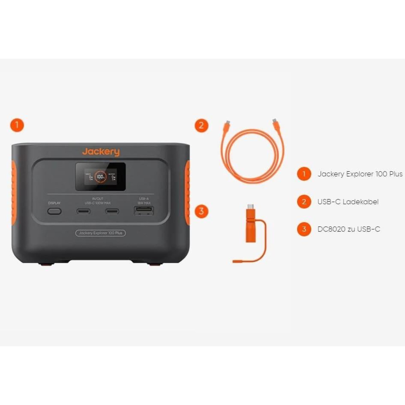 Зарядная станция Jackery Explorer 100 PLUS 99.2 Втч / 128 Вт / 99.2 Вт/ч / LiFePO4 (21-0001-000164) UA