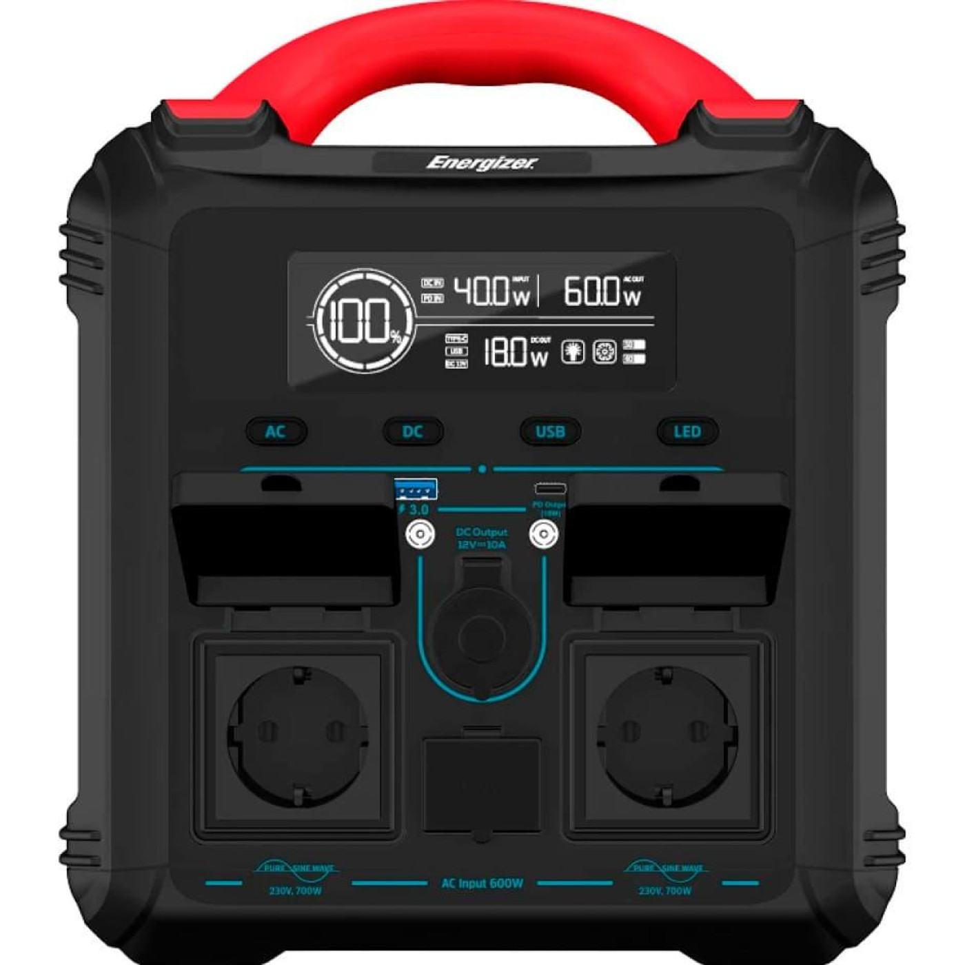 Зарядная станция Energizer / 700 Вт / 551 Вт/ч / LiFePO4 (PPS550W1F) UA