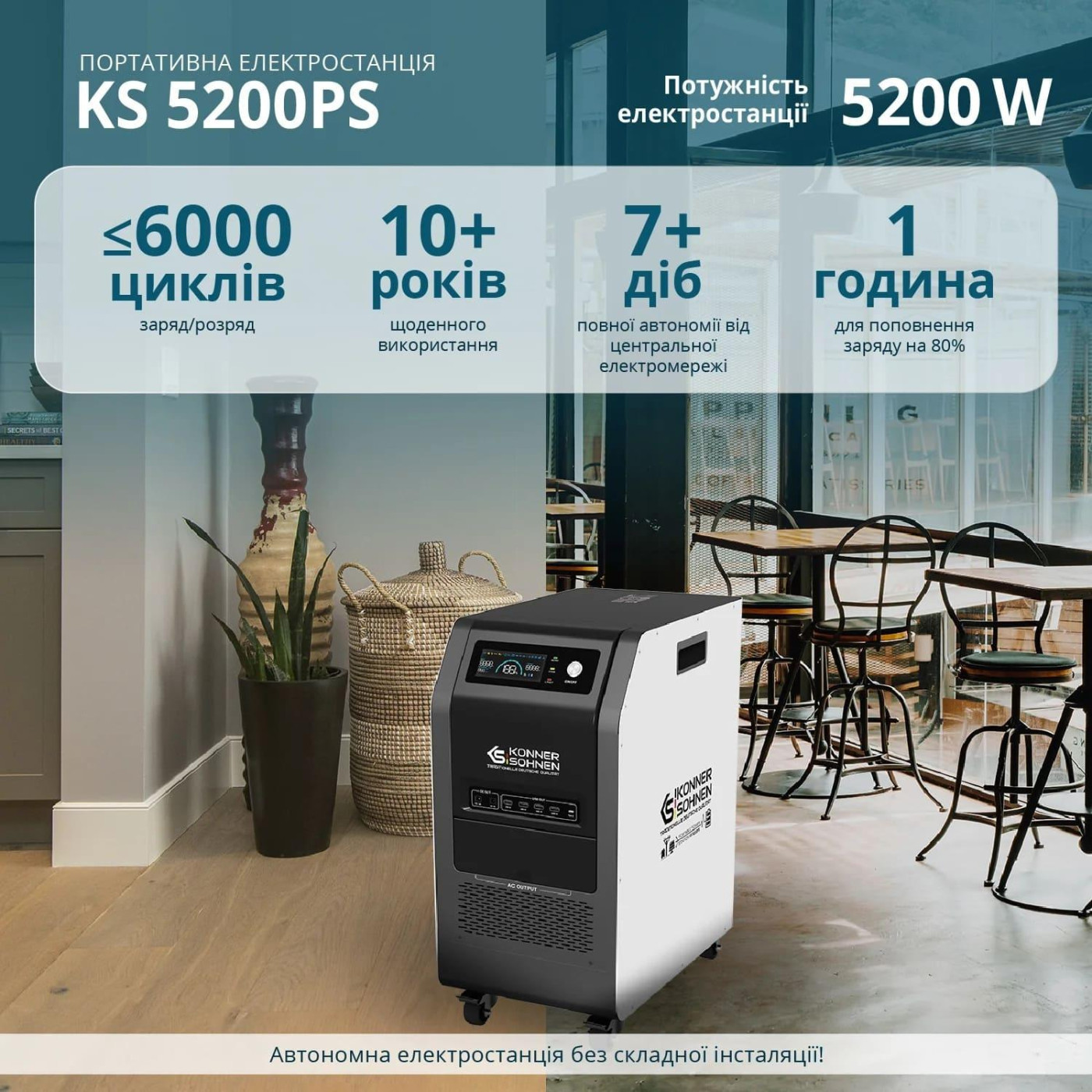 Зарядная станция Konner&Sohnen KS 5200PS / 5200 Вт / 5120 Вт/ч / LiFePO4 (KS5200PS-NEW)