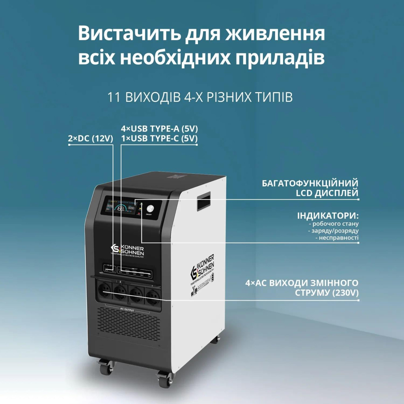 Зарядная станция Konner&Sohnen KS 5200PS / 5200 Вт / 5120 Вт/ч / LiFePO4 (KS5200PS-NEW)