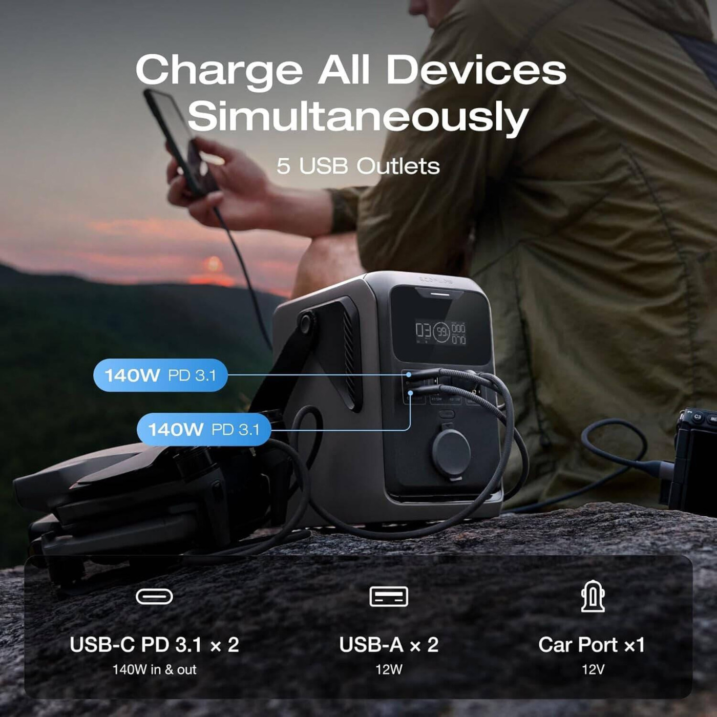 Зарядна станція EcoFlow TRAIL 300 DC / 140 Вт / 288 Вт/ч / LiFePO4 (EF-TRAIL300-N)