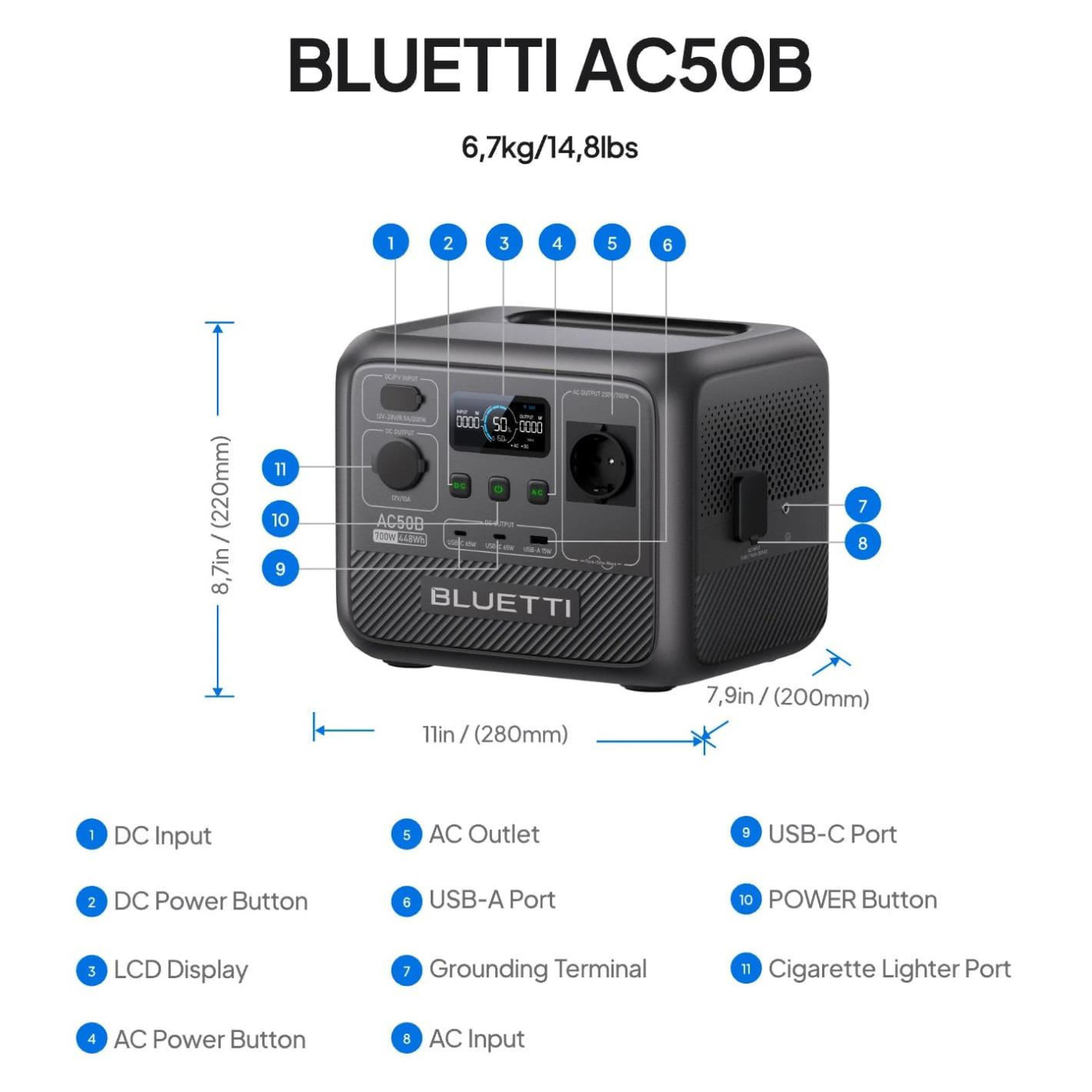 Зарядная станция BLUETTI AC50B / 700 Вт / 448 Вт/ч / LiFePO4 (AC50B)