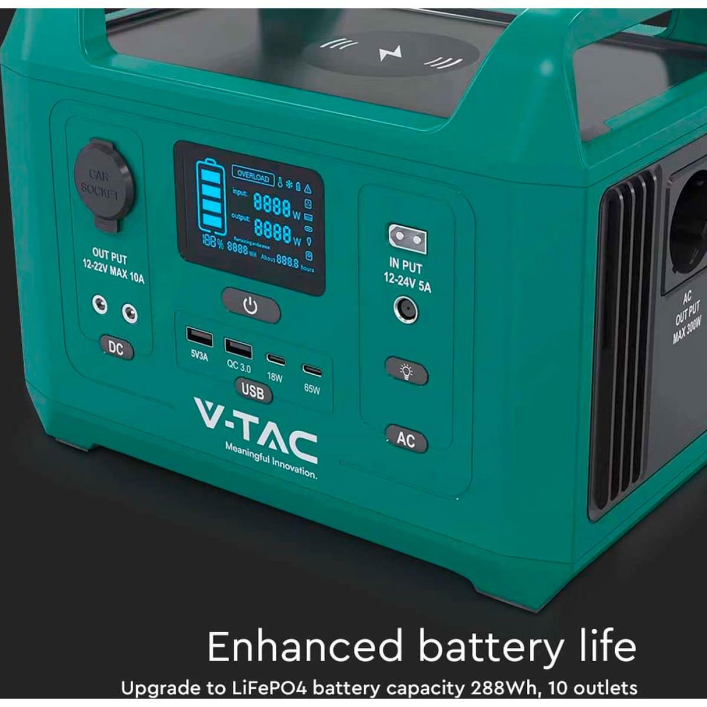 Зарядная станция V-TAC / 300 Вт / 288 Вт/ч / LiFePO4 (VT-303N) UA