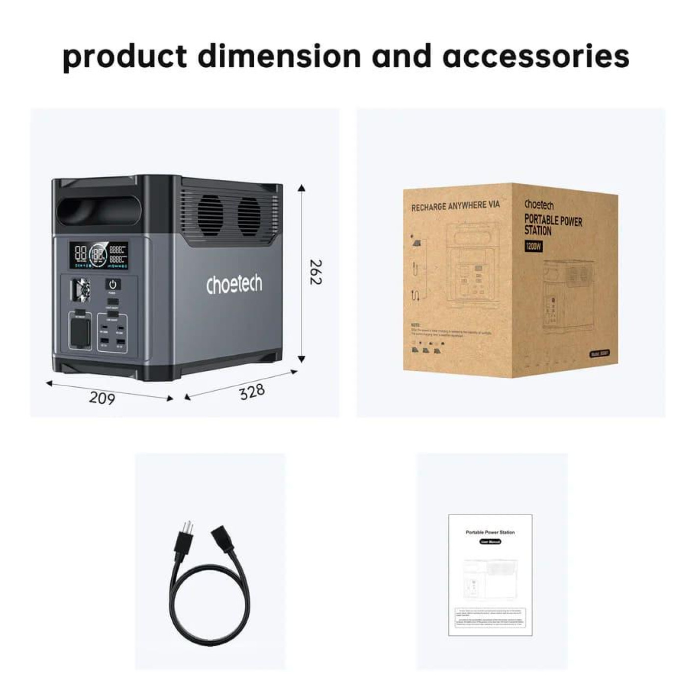 Зарядная станция Choetech / 1200 Вт / 1024 Вт/ч / LiFePO4 (BS061) UA