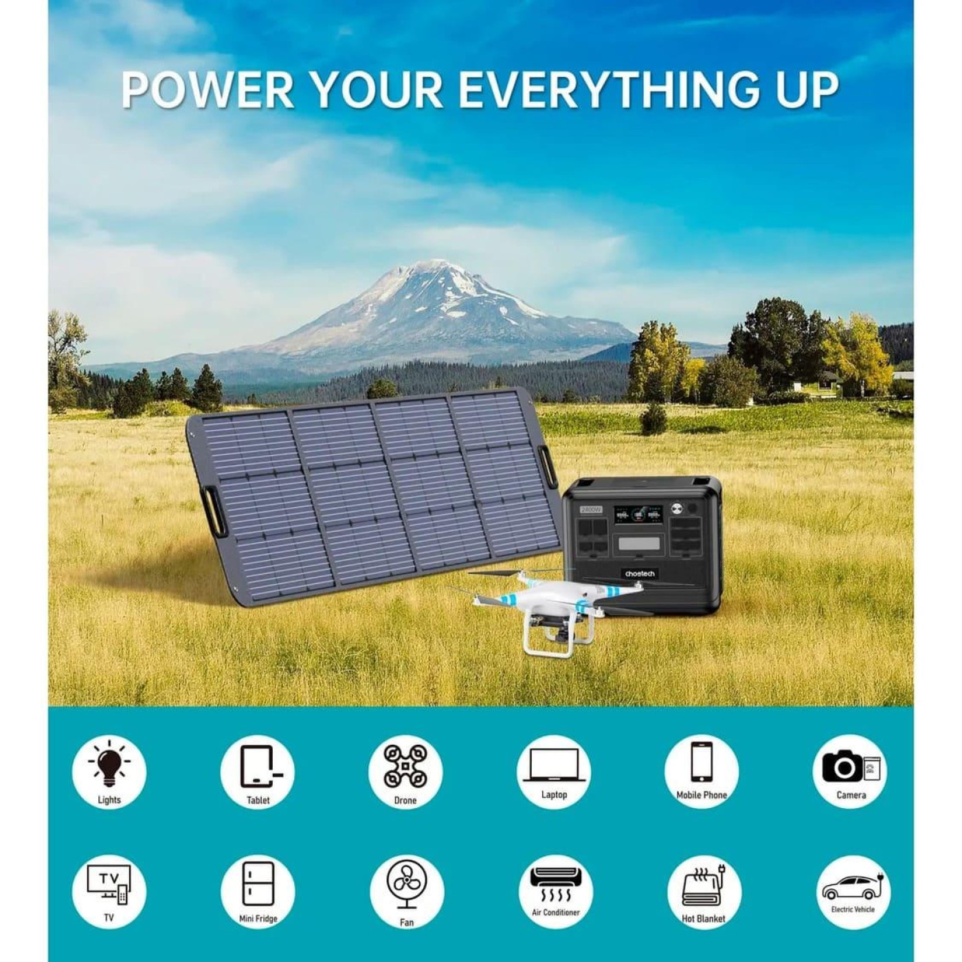 Зарядная станция Choetech 2400W / 2400 Вт / 2048 Вт/ч / LiFePO4 (BS008) UA