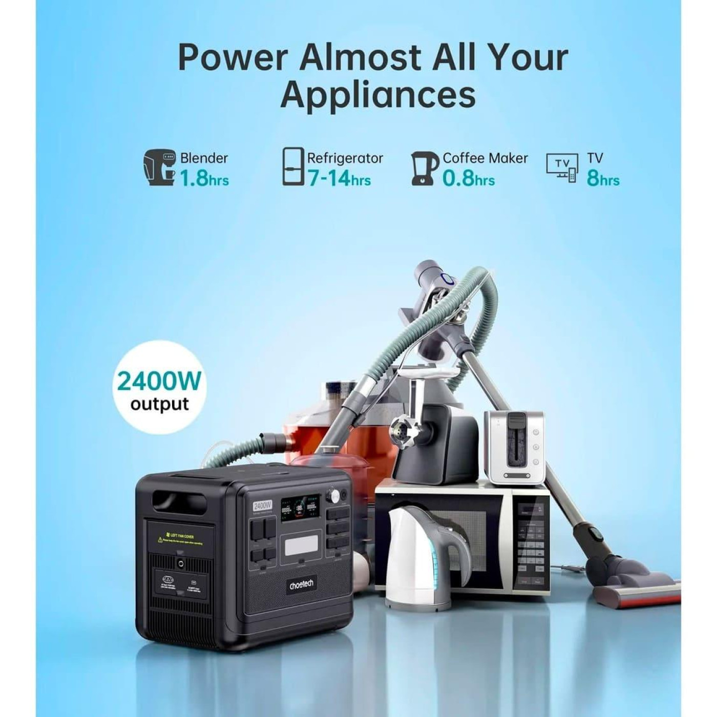 Зарядная станция Choetech 2400W / 2400 Вт / 2048 Вт/ч / LiFePO4 (BS008) UA