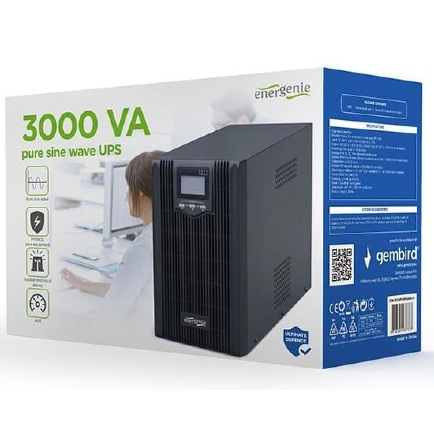 Джерело безперебійного живлення EnerGenie 3000 ВА / 2400 Вт / 9 А*ч (EG-UPS-PS3000-01)
