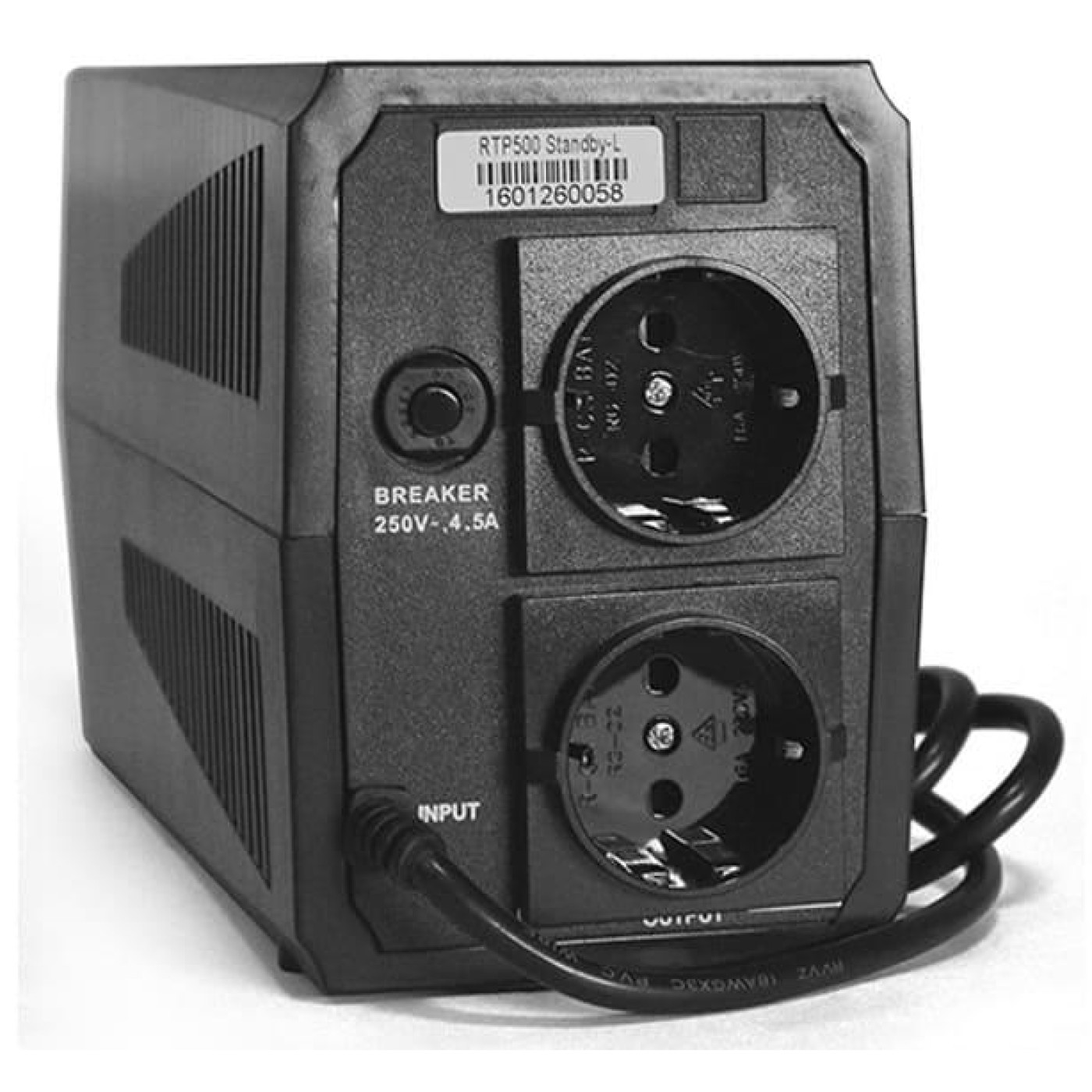 Источник бесперебойного питания Ritar RTP500 (300W) Standby-L, LED, AVR 1st, 2xSCHUKO socket, 1x12V4.5Ah, plastik Case ( 300 х 1 500 ВА / 300 Вт / 4.5