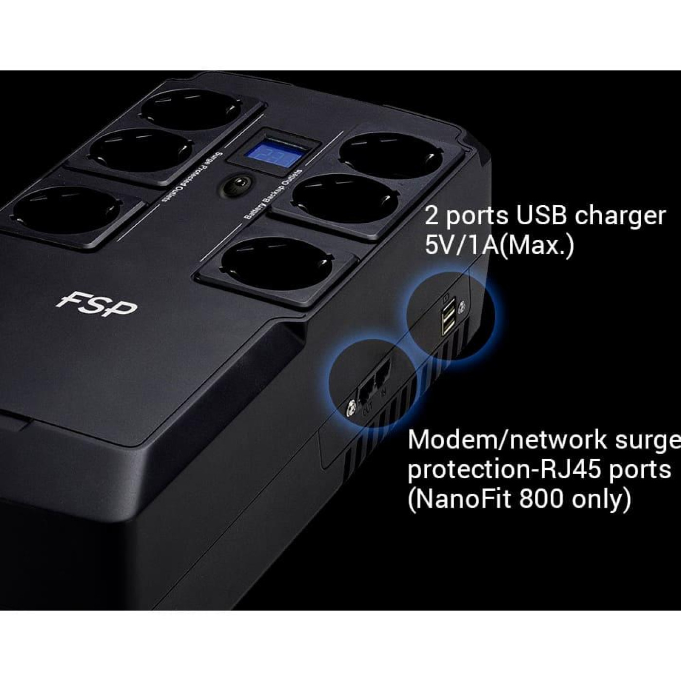 Источник бесперебойного питания FSP 800 ВА / 800 Вт / 5 А*ч (PPF4801704)