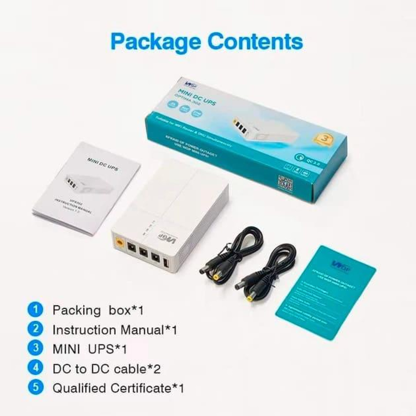 Источник бесперебойного питания для роутера WGP UPS RCI 302, White, 13500 mAh (27Wh), 2xDC (12V/2A), 1xDC (9V/1A), 1xUSB (5V/3A)