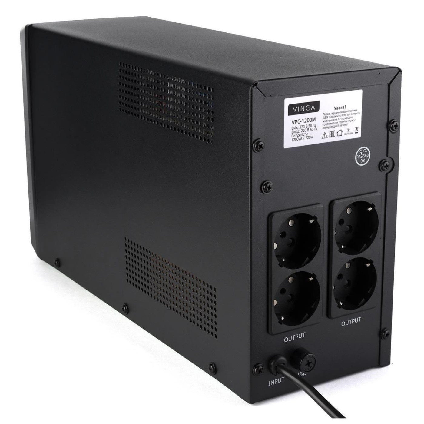 Источник бесперебойного питания Vinga 1200 ВА / 720 Вт / 7 А*ч (VPC-1200M)
