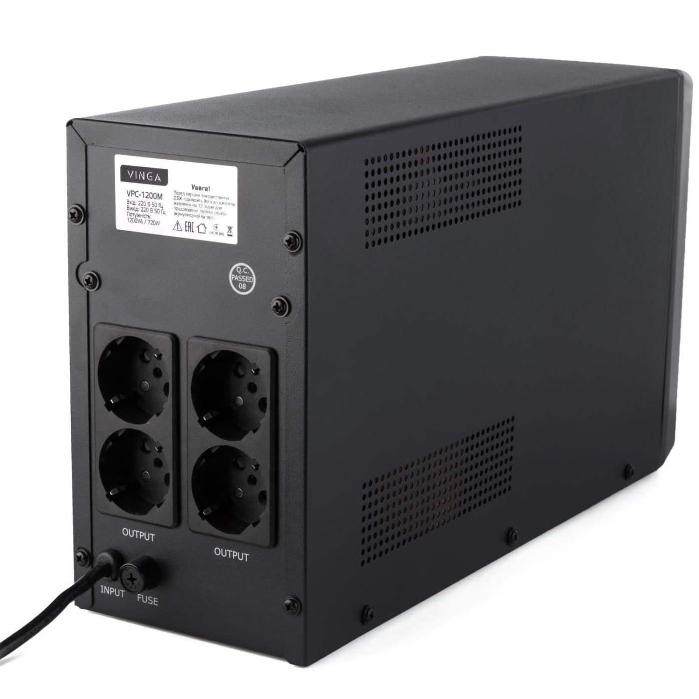 Источник бесперебойного питания Vinga 1200 ВА / 720 Вт / 7 А*ч (VPC-1200M)
