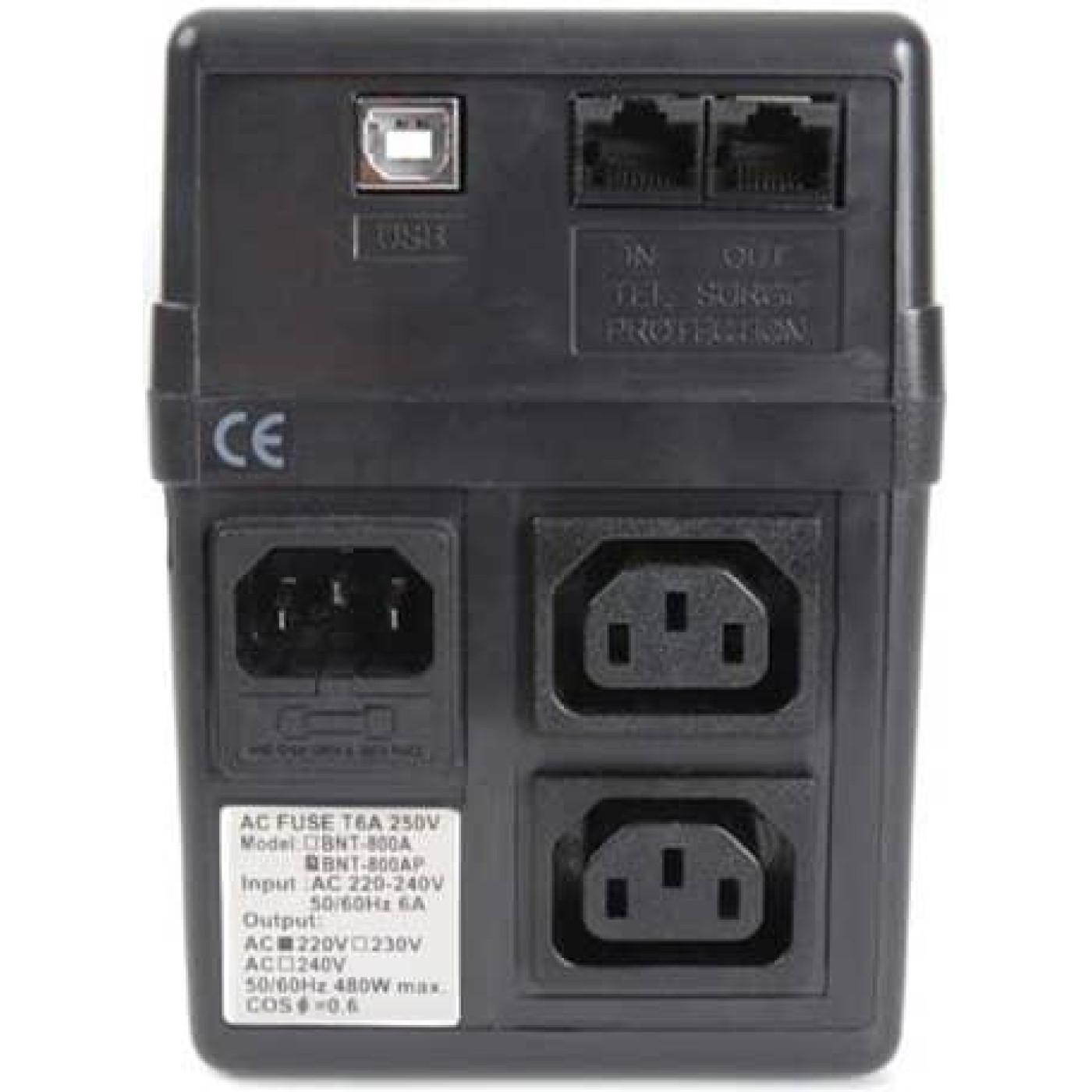 Источник бесперебойного питания Powercom 800 ВА / 480 Вт / 9 А*ч (BNT-800AP USB)