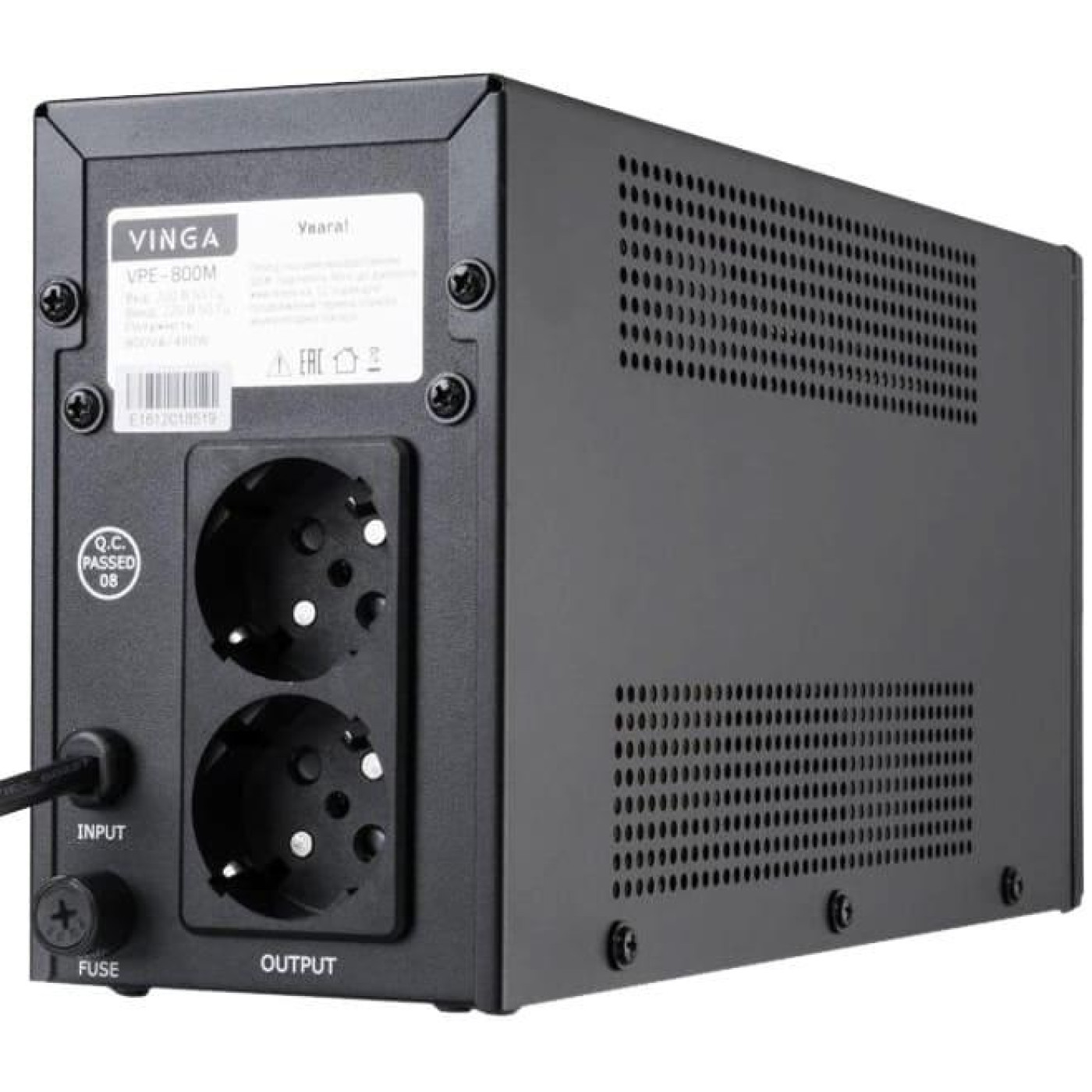 Источник бесперебойного питания Vinga 800 ВА / 480 Вт / 8 А*ч (VPE-800M)