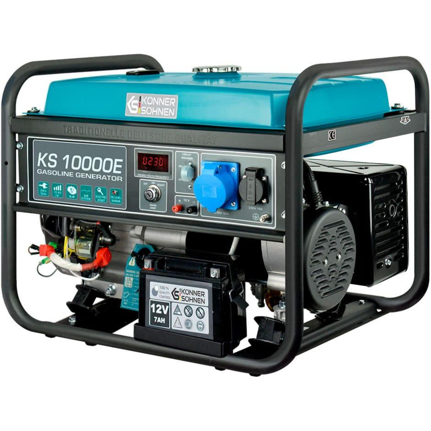 Генератор Синхронний Konner&Sohnen KS 10000E, 230В, 8кВт, електростартер, 85.5кг / 7500 Вт / Бензин (KS10000E)