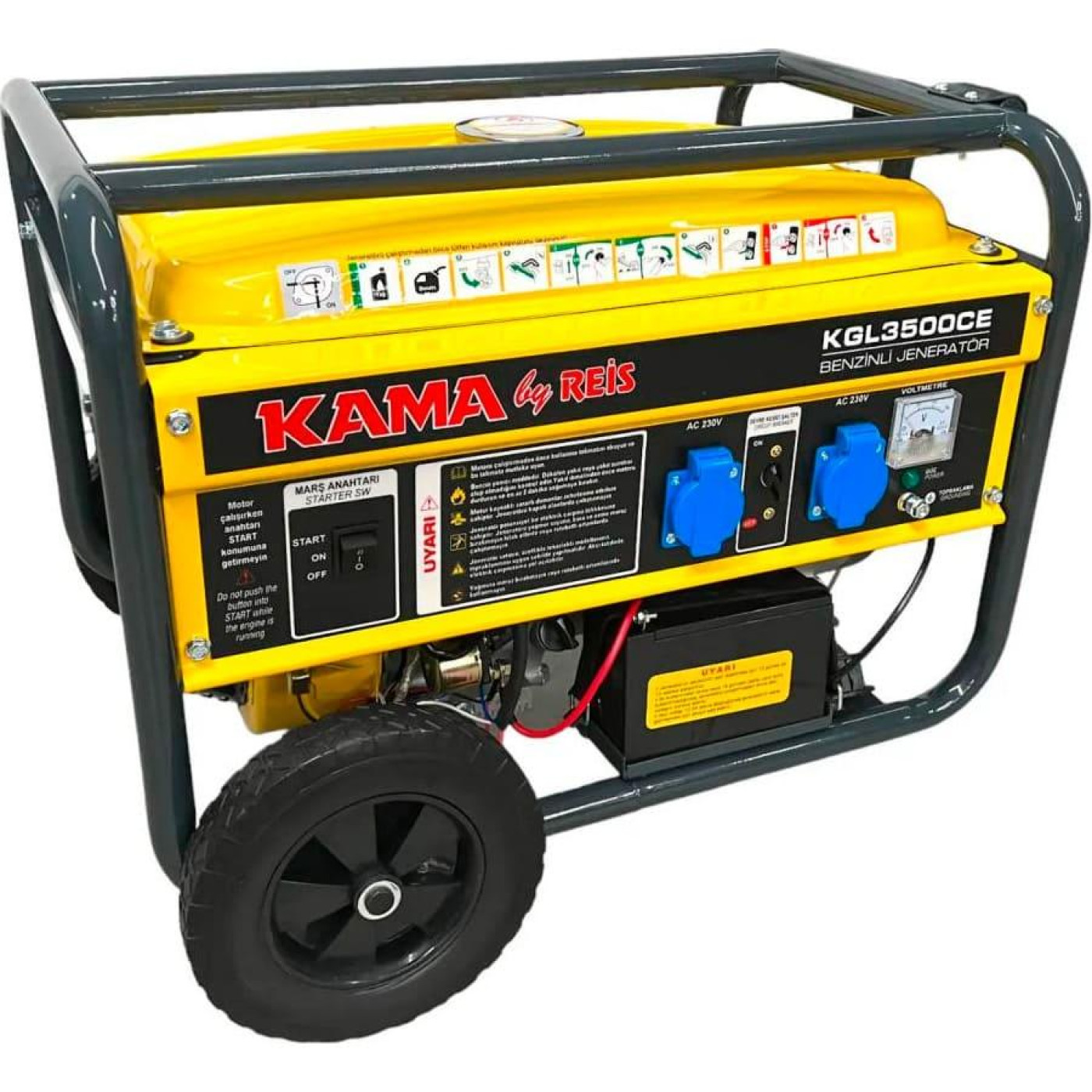 Генератор Синхронный KAMA KGL3500CE, 230V, 50Hz, 2.8kW, 3.5KVA, 15L / 2500 Вт / Бензин (KGL3500CE)