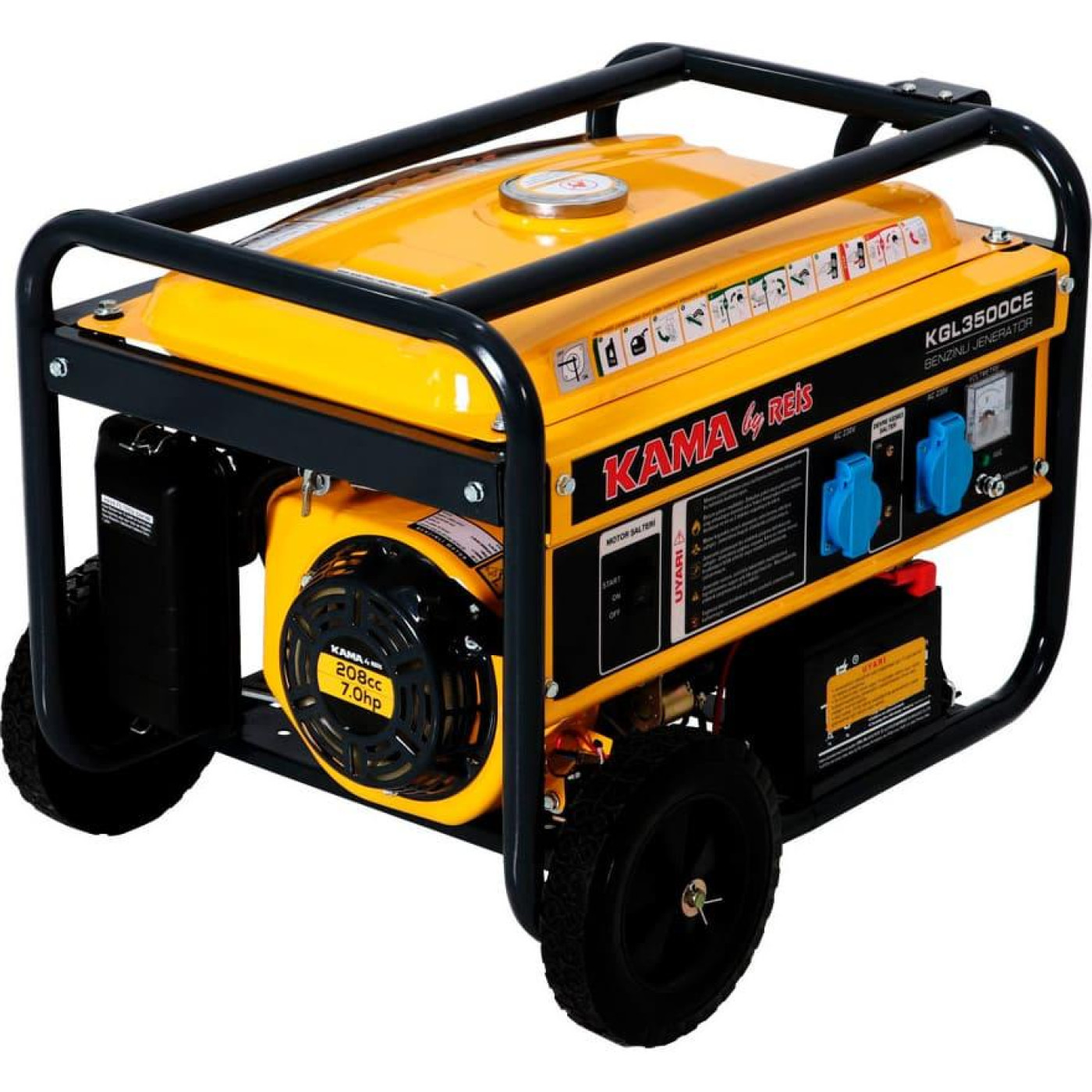 Генератор Синхронный KAMA KGL3500CE, 230V, 50Hz, 2.8kW, 3.5KVA, 15L / 2500 Вт / Бензин (KGL3500CE)