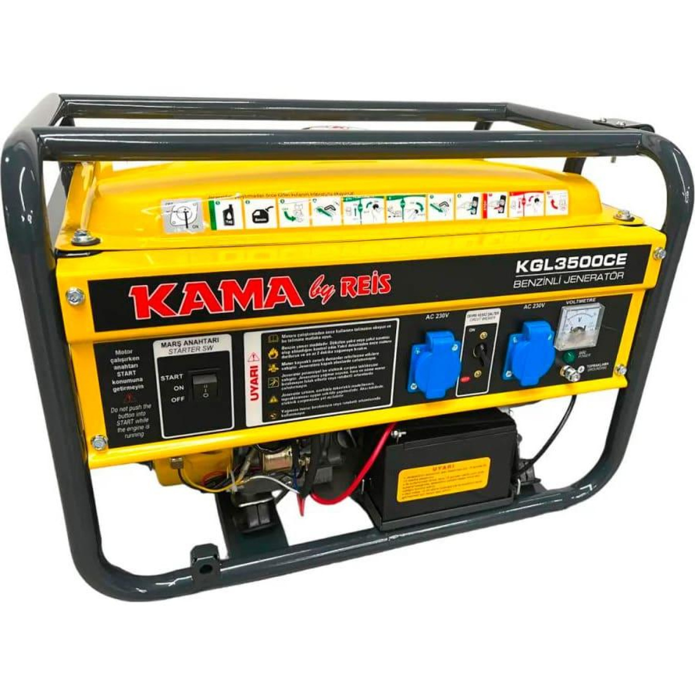 Генератор Синхронный KAMA KGL3500CE, 230V, 50Hz, 2.8kW, 3.5KVA, 15L / 2500 Вт / Бензин (KGL3500CE)