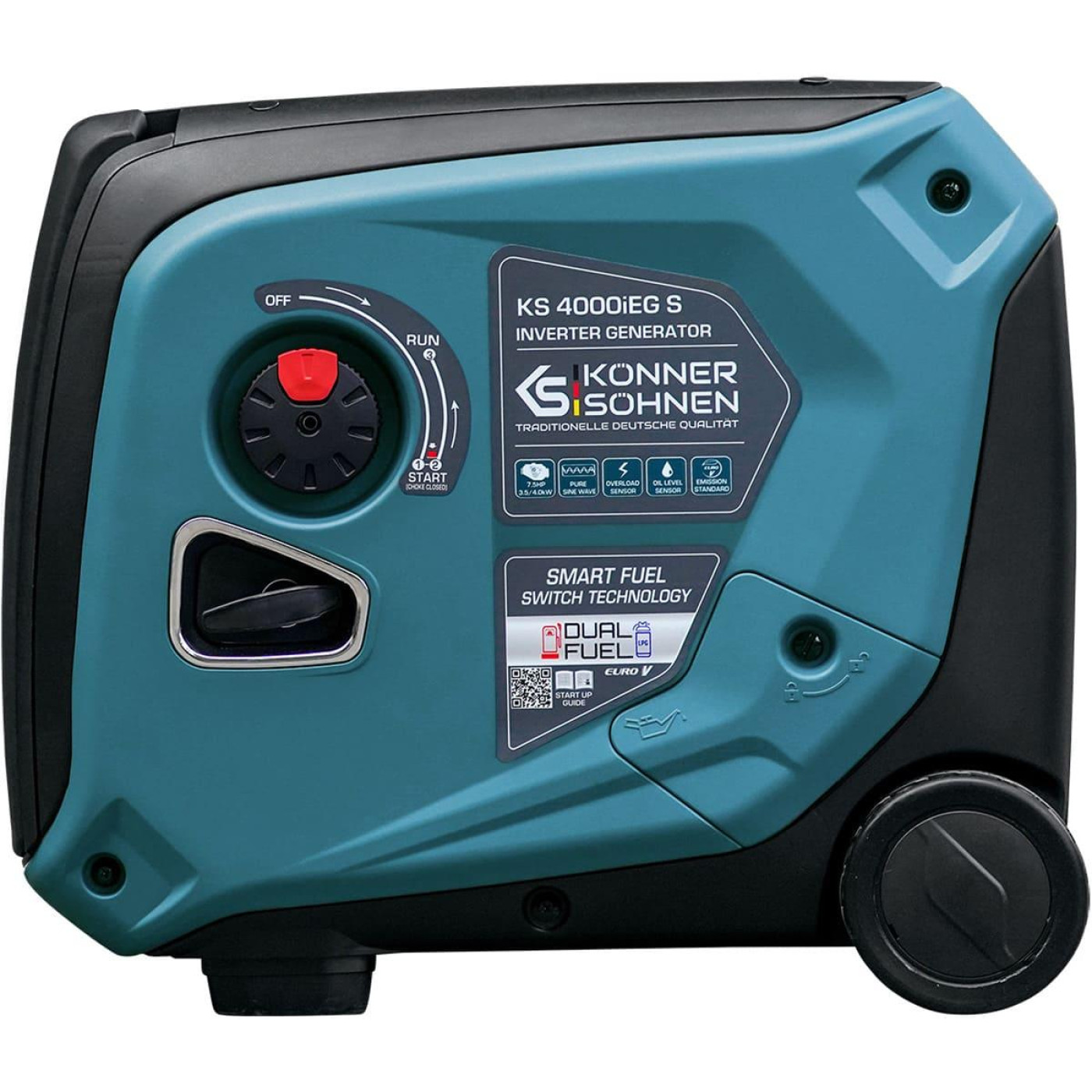 Генератор Инверторный Konner&Sohnen KS 4000iEG S, 230В, 4.0кВт, електростартер, 40кг / 3500 Вт / Газ + бензин (KS4000IEGS)