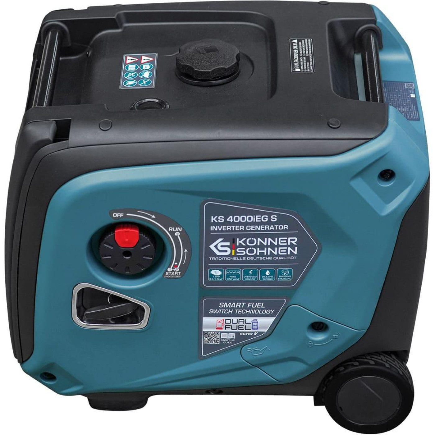 Генератор Инверторный Konner&Sohnen KS 4000iEG S, 230В, 4.0кВт, електростартер, 40кг / 3500 Вт / Газ + бензин (KS4000IEGS)
