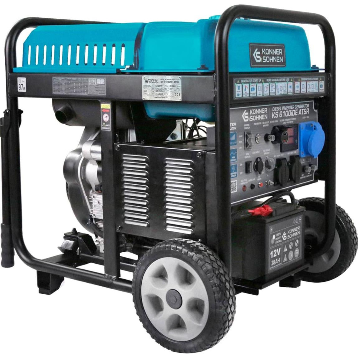 Генератор Инверторный Konner&Sohnen KS 6100iDE ATSR, 230В, 5.5кВт, АВР(ATS), електростартер, 98кг / 5000 Вт / Дизель (KS6100IDEATSR)