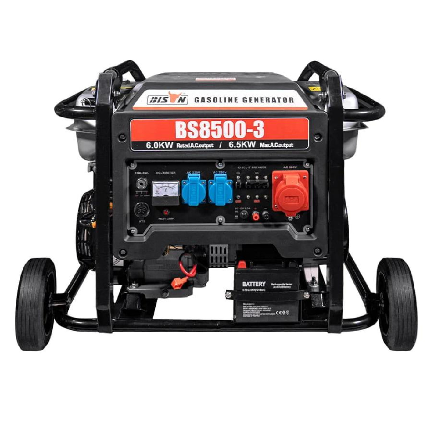 Генератор Синхронный Bison 6 кВт BS8500-3 / 6000 Вт / Бензин (41-00408)