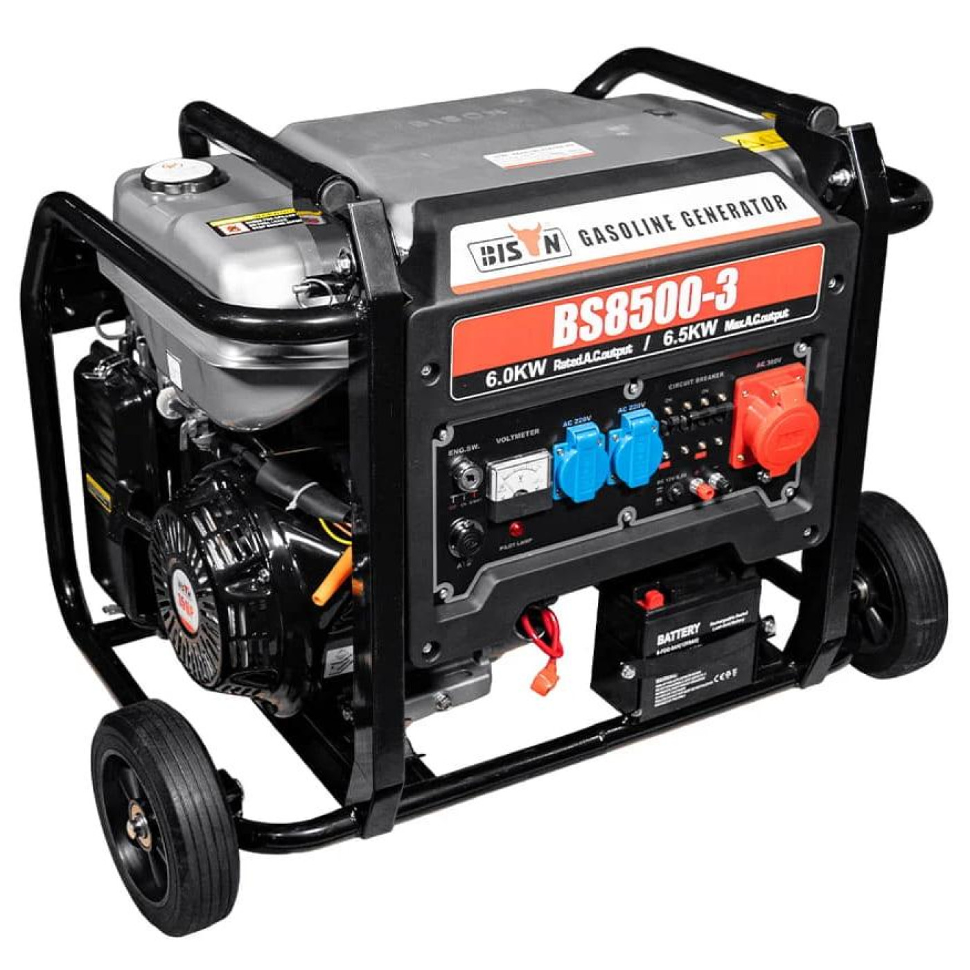 Генератор Синхронный Bison 6 кВт BS8500-3 / 6000 Вт / Бензин (41-00408)