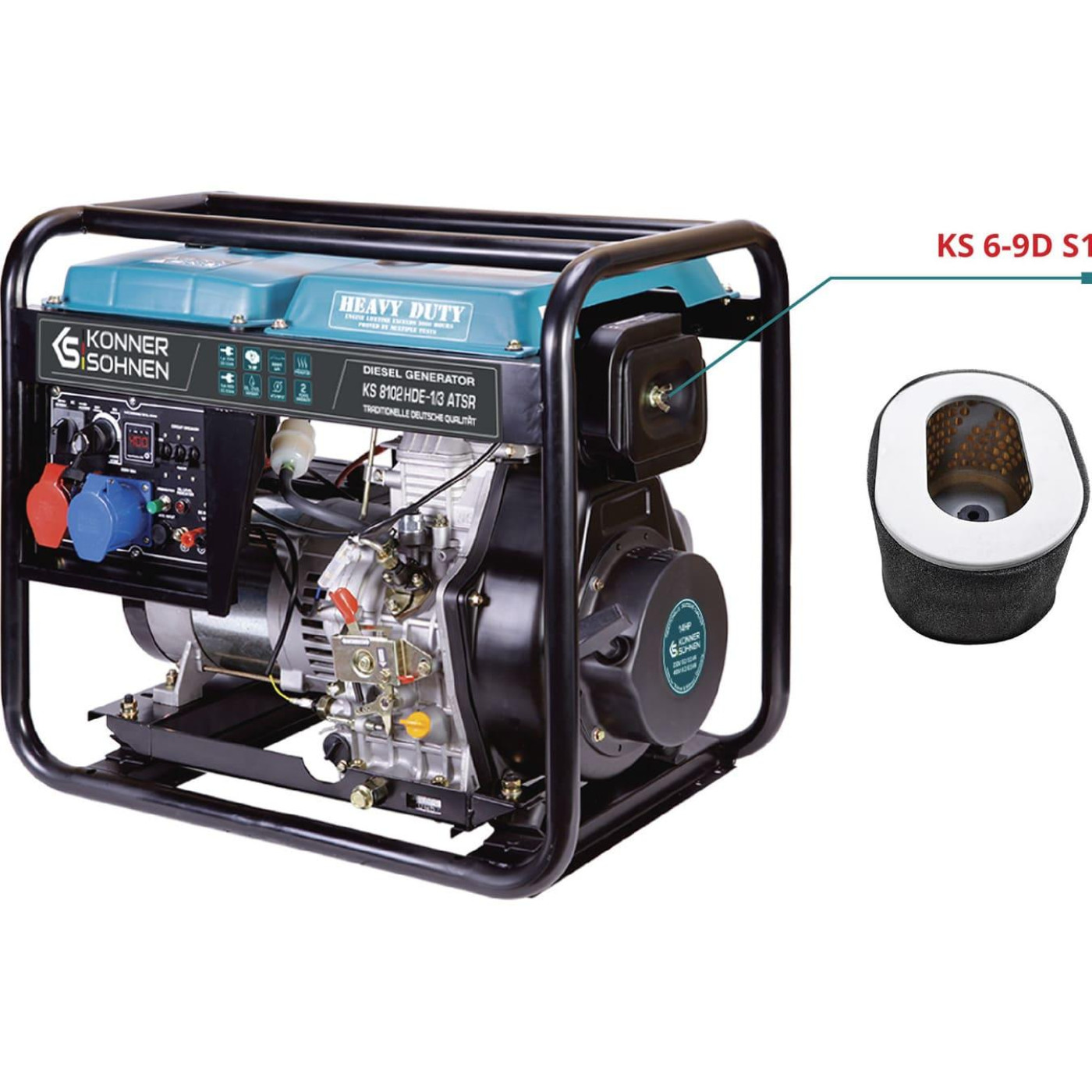 Генератор Синхронний Konner&Sohnen KS 6100HDE, 5.5KW, дизель, 230V / 5000 Вт / Дизель (KS6100HDE)