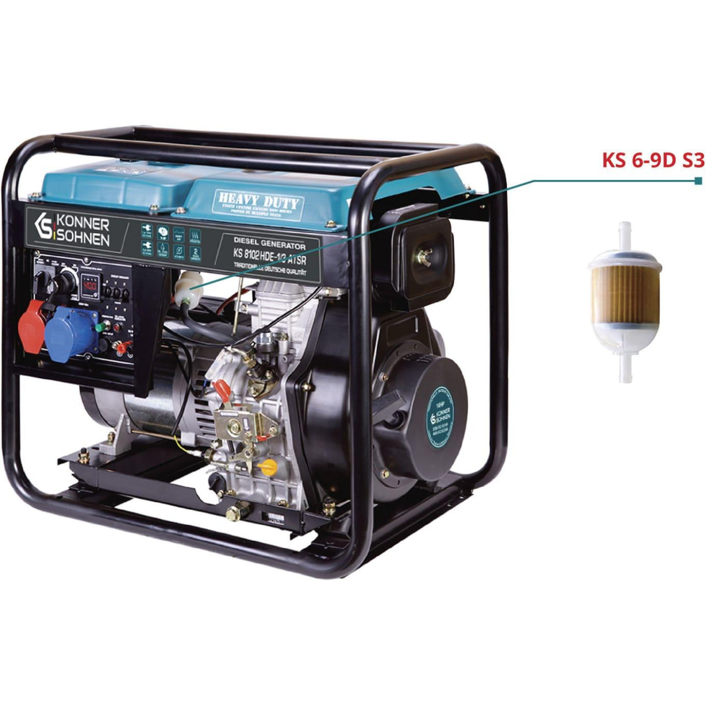 Генератор Синхронний Konner&Sohnen KS 6100HDE, 5.5KW, дизель, 230V / 5000 Вт / Дизель (KS6100HDE)