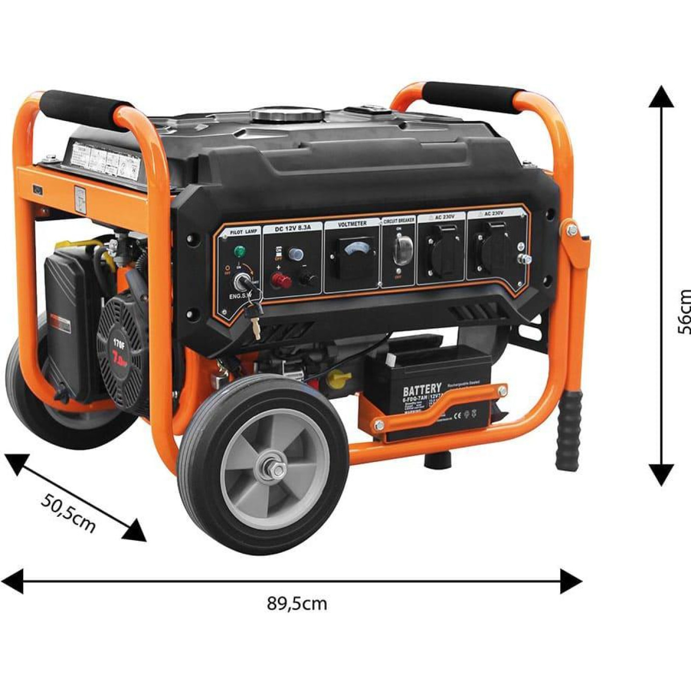Генератор Neo Tools 230V, 1 фаза, 2.8/3kW, електростарт, AVR (04-730)
