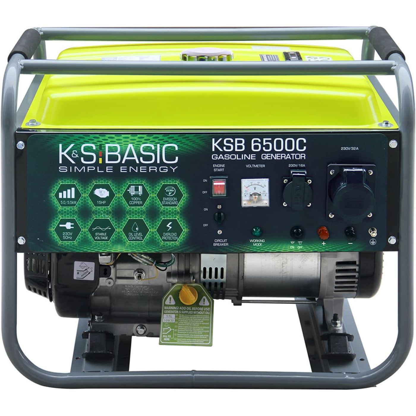 Генератор Синхронный Konner&Sohnen Basic KSB 6500C 66.6кг / 5000 Вт / Бензин (KSB6500C)