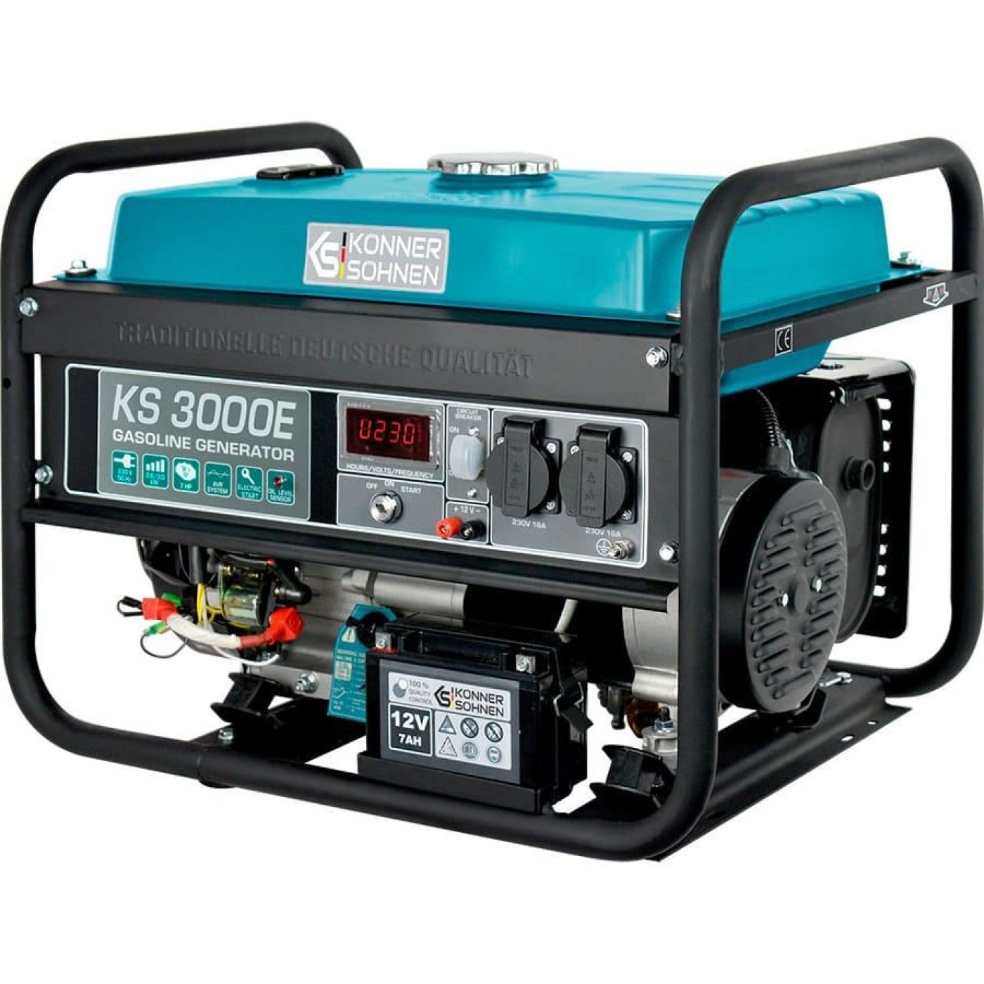 Генератор Синхронный Konner&Sohnen KS 3000E, 230В, 3.0кВт, електростартер, 46.1кг / 2600 Вт / Бензин (KS3000E)