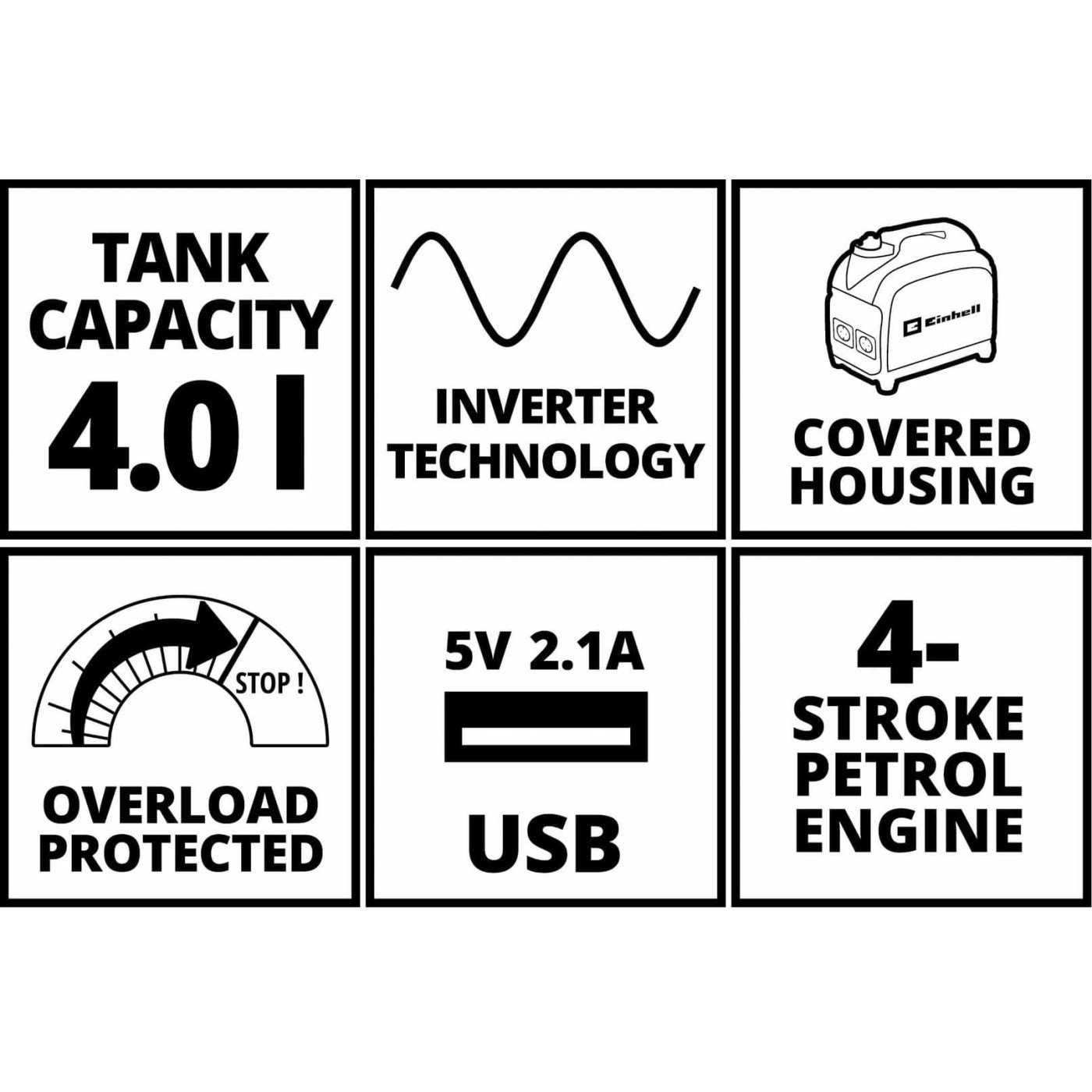 Генератор Инверторный Einhell TC-IG 2000 21.6кг / 1800 Вт / Бензин (4152590)