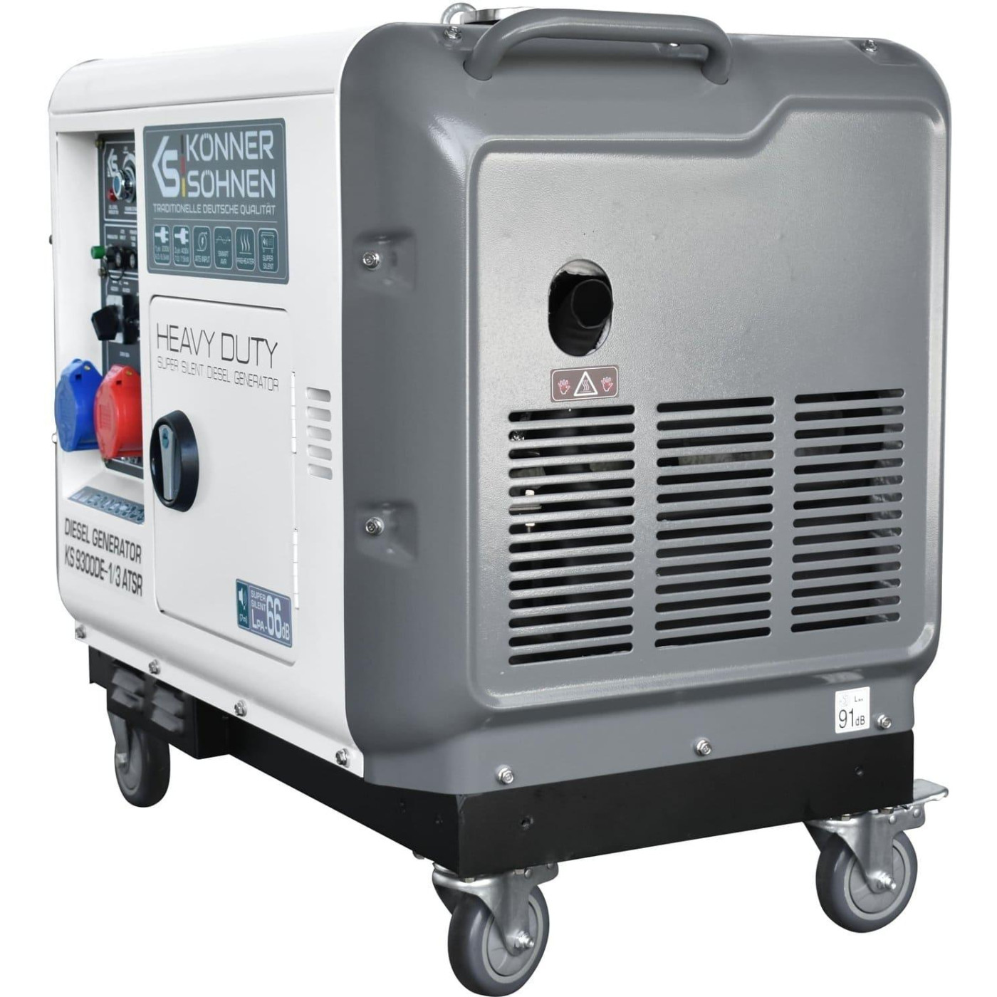 Генератор Синхронный Konner&Sohnen KS 9300DE-1/3 ATSR,230/400В,6.5/6.0кВт,7.5/7.0кВт,1/3Фази, АВР(ATS), електростартер, 168кг / 7000 Вт / Дизель (KS93