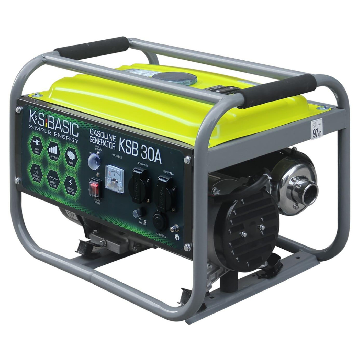Генератор Синхронный Konner&Sohnen BASIC KSB 30A, 230В, 2.8кВт, ручний стартер, 36.2кг / 2500 Вт / Бензин (KSB30A)