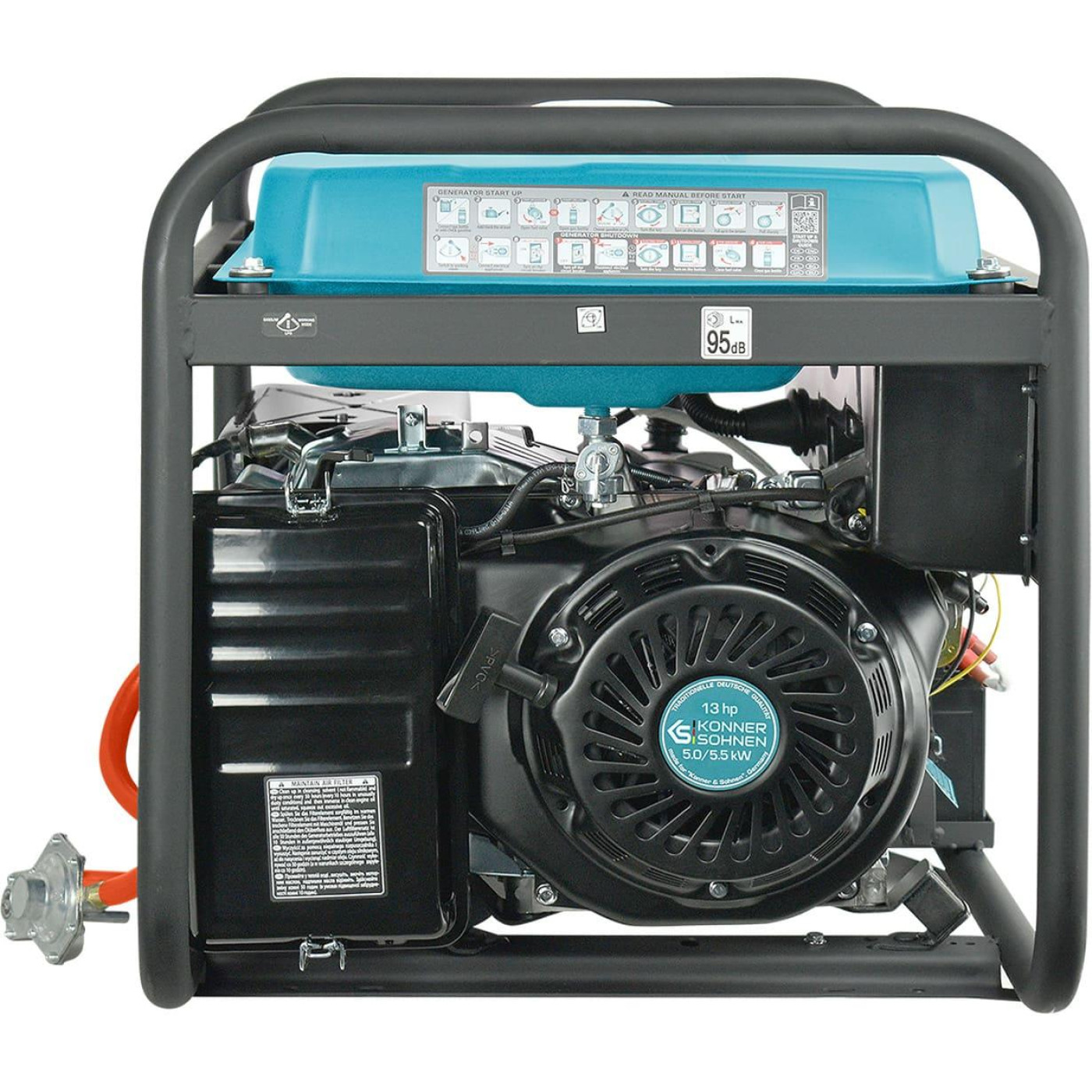 Генератор Синхронный Konner&Sohnen KS 7000E G, 230В, 5.5кВт, електростартер, 77.2кг / 5000 Вт / Газ + бензин (KS7000EG)