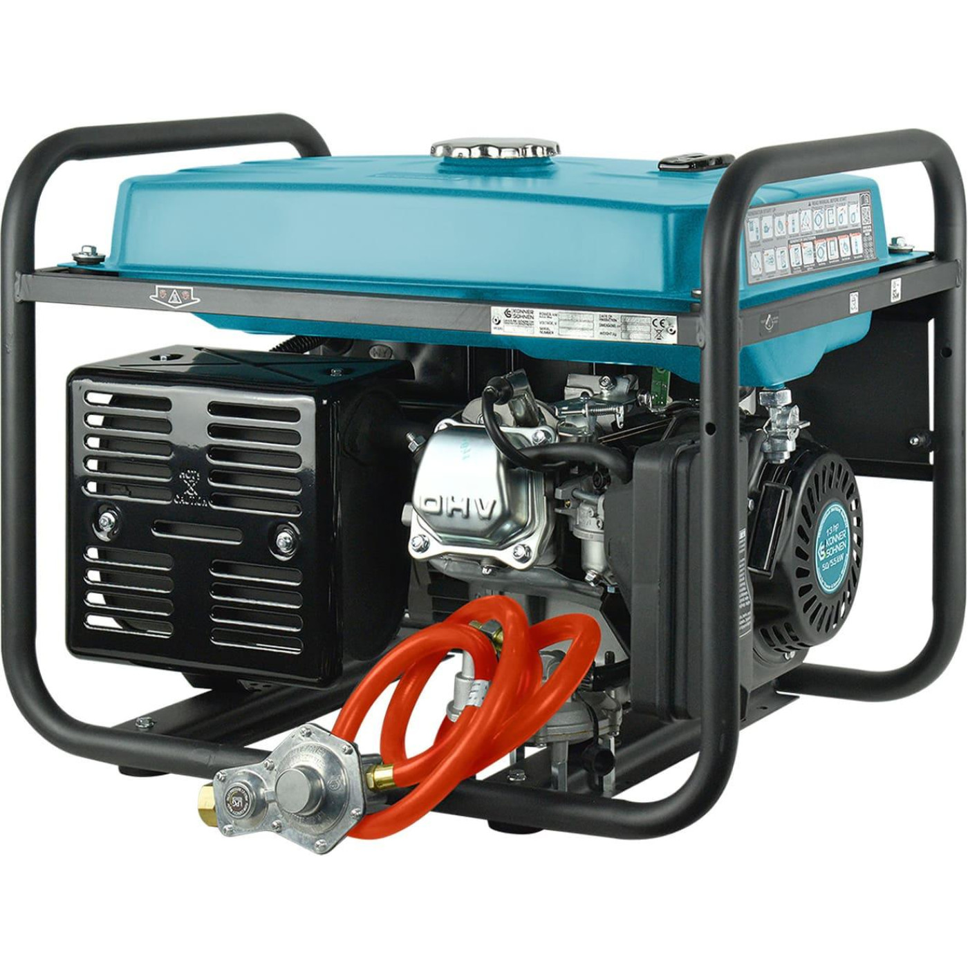 Генератор Синхронный Konner&Sohnen KS 7000E G, 230В, 5.5кВт, електростартер, 77.2кг / 5000 Вт / Газ + бензин (KS7000EG)