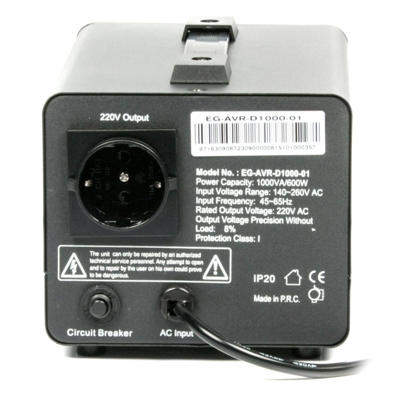 Стабілізатор напруги EnerGenie EG-AVR-D1000-01 1000VA, 1xSchuko (EG-AVR-D1000-01)