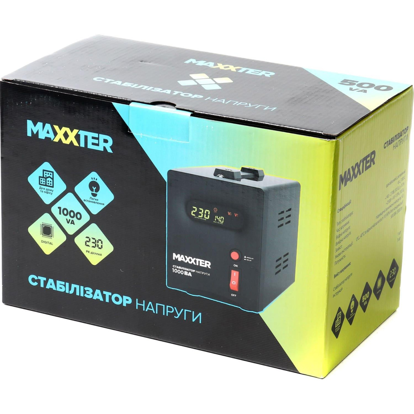Стабілізатор напруги Maxxter MX-AVR-S1000-01 1000VA (MX-AVR-S1000-01)