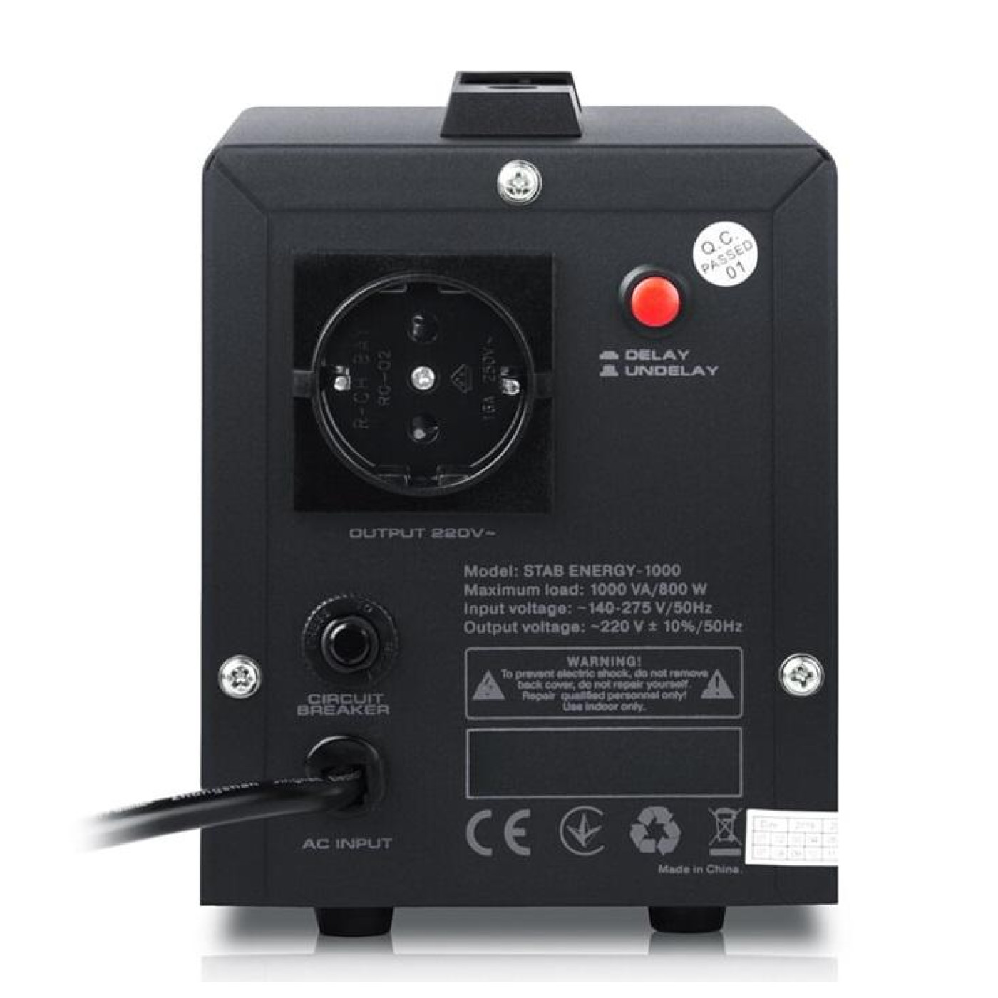 Стабилизатор напряжения Real-EL Stab Energy-1000 Black 800 Вт (EL122400012)